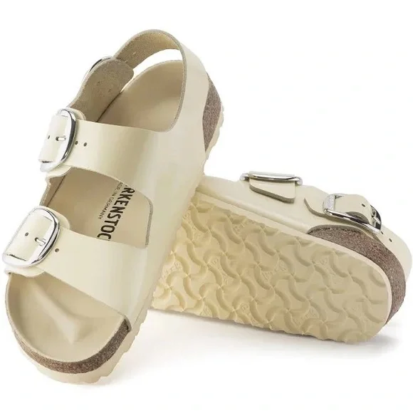 Birkenstock Milano Big Buckle Cream Sandals with Silver Size 40 - Picture 5 of 12